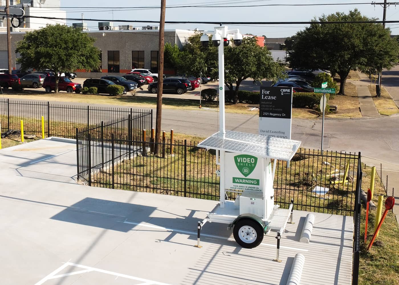 Panoramic security cameras protect parking lots on street corners